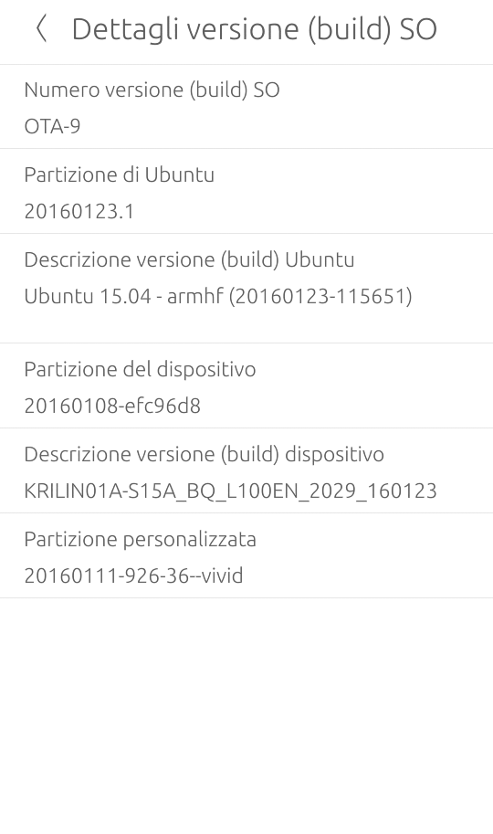 dettagli versione ubuntu phone ota 9
